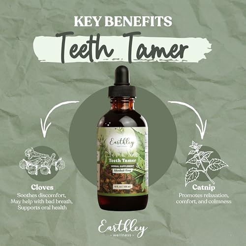 Earthley Wellness Teeth Tamer, Alivio para la Dentición de Bebés y Niños, Fórmula Herbal Orgánica, Suministro de 3 Meses (1.69 oz, 1,000 Gotas) - imagen 3