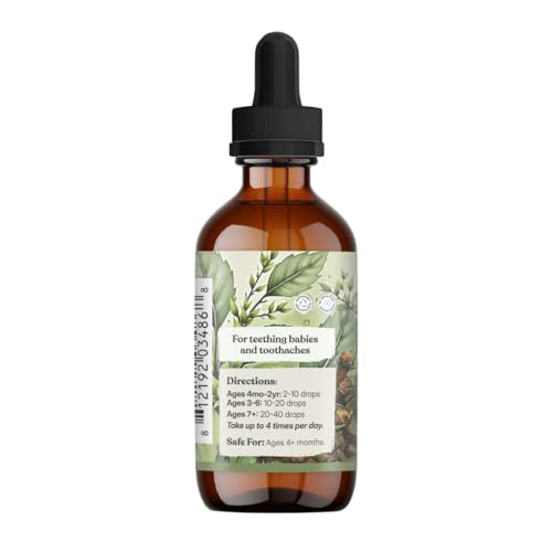 Earthley Wellness Teeth Tamer, Alivio para la Dentición de Bebés y Niños, Fórmula Herbal Orgánica, Suministro de 3 Meses (1.69 oz, 1,000 Gotas) - imagen 4