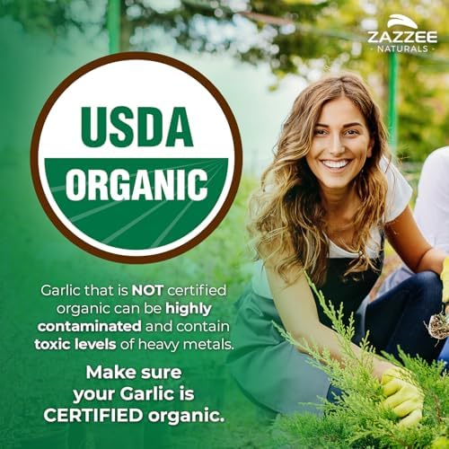 Zazzee Extracto de Ajo Orgánico USDA Sin Olor 20:1, 1% Alicina, 100 Cápsulas Veganas, Suministro de 3+ Meses, Apoyo Inmunológico y Cardiovascular, - imagen 2