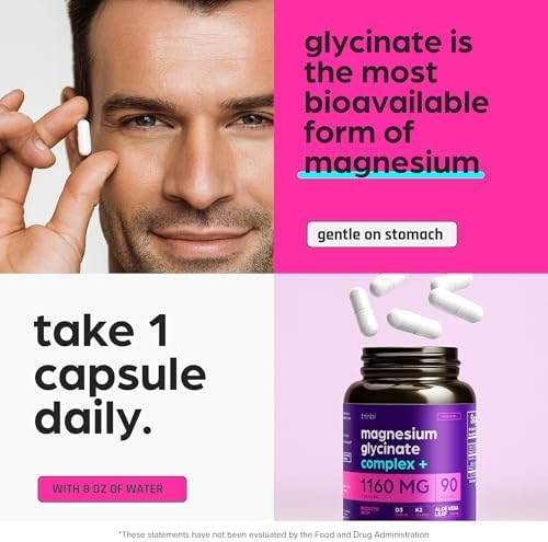 Glicinato de Magnesio 1160mg + Aloe Vera, Complejo D3 y K2, 90 Cápsulas - Alta Absorción, No Laxante - Soporte para Función Muscular y Metabolismo - imagen 4