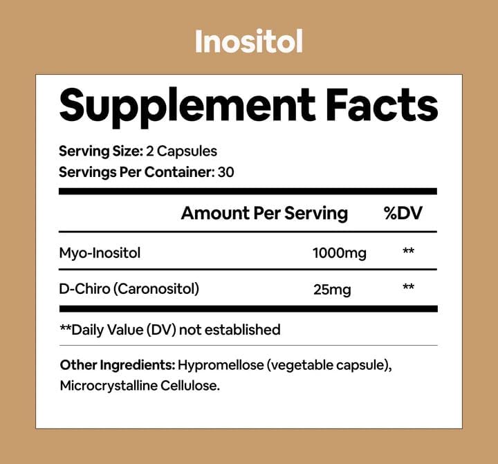 Suplemento de Inositol Black Girl Vitamins, 2000mg Myo + 50mg D-Chiro, Cápsulas Veganas para Equilibrio Hormonal y Bienestar Menstrual, 60 Cápsulas - imagen 2