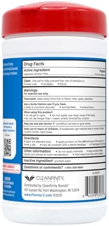 Toallitas de Alcohol Isopropílico al 70% - Pharma-C Company [Paquete de 6 - 40 piezas por envase] - Limpiador Antiséptico para ros Auxilios con Tapa - imagen 3