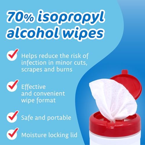 Toallitas de Alcohol Isopropílico al 70% - Pharma-C Company [Paquete de 6 - 40 piezas por envase] - Limpiador Antiséptico para ros Auxilios con Tapa - imagen 4