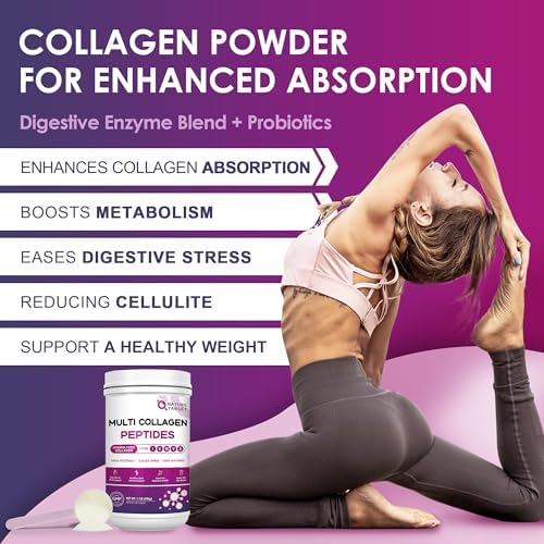 NATURE TARGET Polvo de Péptidos de Colágeno Múltiple - Tipos I, II, III, V, X - Colágeno Hidrolizado con Vitamina C y Ácido Hialurónico, Apoya Piel, - imagen 5