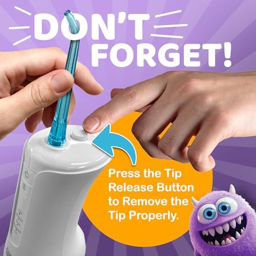 Hilo Dental Portátil GuruNanda para Niños - 4 Modos, 4 Boquillas, Temporizador de 2 Min, Tema Monster Frens, A partir de 6 Años - imagen 2