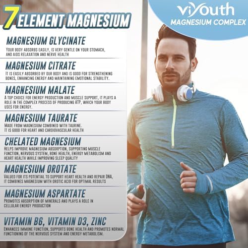 Suplemento Complejo de Magnesio 7 Avanzado con 7 Formas de Magnesio, Zinc, Vitamina D3 y B6 para Sueño y Músculos, 60 Cápsulas - imagen 3