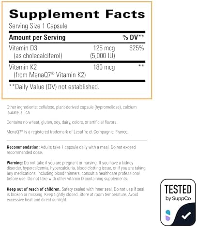 Integrative Therapeutics K2 + D3 - Suplemento para la Salud del Corazón y Fuerza Ósea - Vitaminas Diarias para Absorción de Calcio - 60 Cápsulas - imagen 2