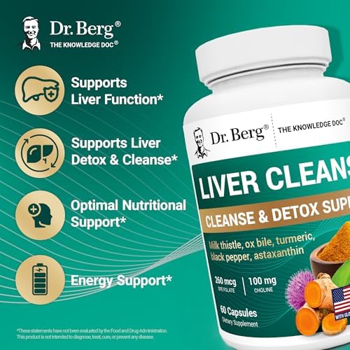 Cápsulas Detox de Limpieza Hepática Dr. Berg con Cardo Mariano, Bile Bovina y Folato - Suplemento Hepático con Cúrcuma, Pimienta Negra y Colina - 60 - imagen 4