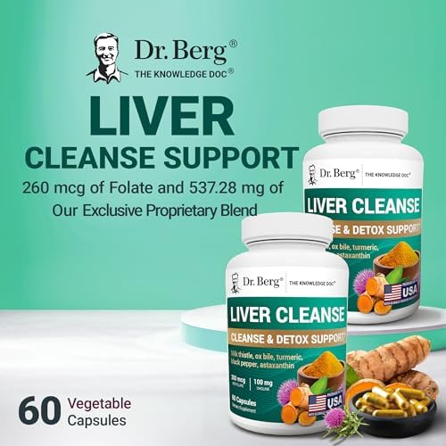Cápsulas Detox de Limpieza Hepática Dr. Berg con Cardo Mariano, Bile Bovina y Folato - Suplemento Hepático con Cúrcuma, Pimienta Negra y Colina - 60 - imagen 5
