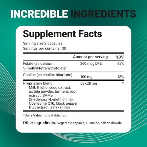 Cápsulas Detox de Limpieza Hepática Dr. Berg con Cardo Mariano, Bile Bovina y Folato - Suplemento Hepático con Cúrcuma, Pimienta Negra y Colina - 60 - imagen 8
