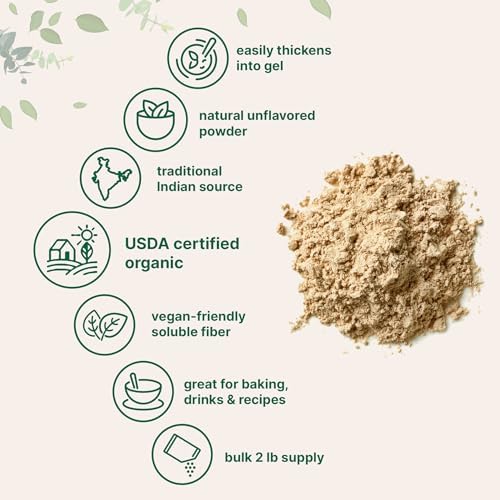 Micro Ingredients Polvo de Cáscara de Psyllium Orgánico, 2lbs (32oz) | Suplemento de Fibra Soluble Diaria | Origen India | No GMO, Amigable con Keto, - imagen 4