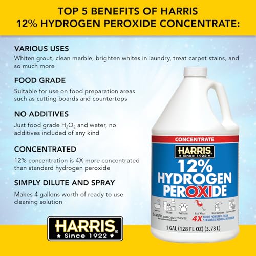Peróxido de Hidrógeno HARRIS 12% Concentrado, 128oz, Ideal para Cocina, Baño, Lavandería, Hogar y Jardín con Embudo de Llenado Fácil - imagen 2