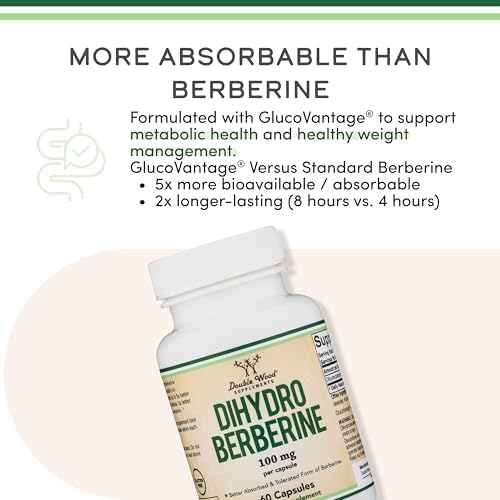 Suplemento de Dihidroberberina 100mg, 60 Cápsulas (GlucoVantage Super Berberina Patente, Puede Ser 5X Más Efectivo Que la Berberina, Menos Efectos - imagen 5