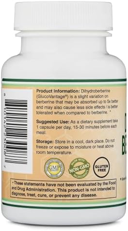 Suplemento de Dihidroberberina 100mg, 60 Cápsulas (GlucoVantage Super Berberina Patente, Puede Ser 5X Más Efectivo Que la Berberina, Menos Efectos - imagen 6