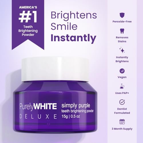 PurelyWHITE DELUXE, Polvo Iluminador Simply Purple - Oculta Manchas, Sin Sensibilidad - Polvo Blanqueador Seguro para Esmalte, Ideal para Café, Té, - imagen 2