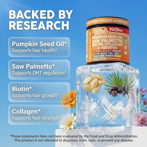 Cápsulas de Aceite de Semilla de Calabaza Clean Nutra + Suplementos de Biotina, Colágeno, MSM, Ácido Hialurónico y Más para el Cabello - 60 Píldoras - imagen 3