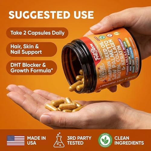 Cápsulas de Aceite de Semilla de Calabaza Clean Nutra + Suplementos de Biotina, Colágeno, MSM, Ácido Hialurónico y Más para el Cabello - 60 Píldoras - imagen 6