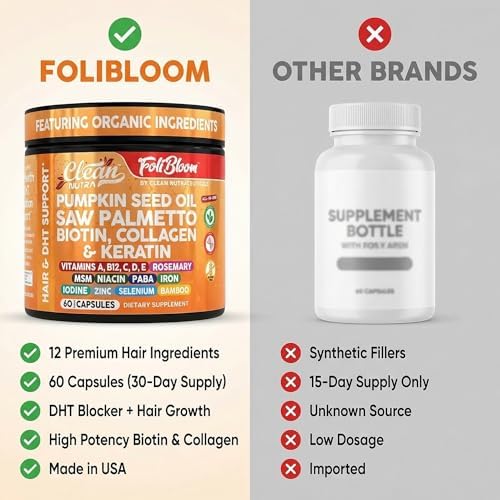 Cápsulas de Aceite de Semilla de Calabaza Clean Nutra + Suplementos de Biotina, Colágeno, MSM, Ácido Hialurónico y Más para el Cabello - 60 Píldoras - imagen 7