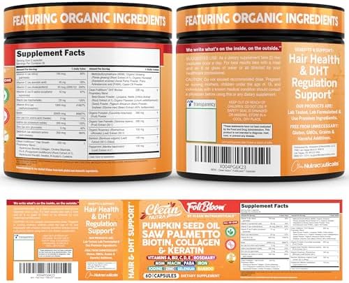 Cápsulas de Aceite de Semilla de Calabaza Clean Nutra + Suplementos de Biotina, Colágeno, MSM, Ácido Hialurónico y Más para el Cabello - 60 Píldoras - imagen 8