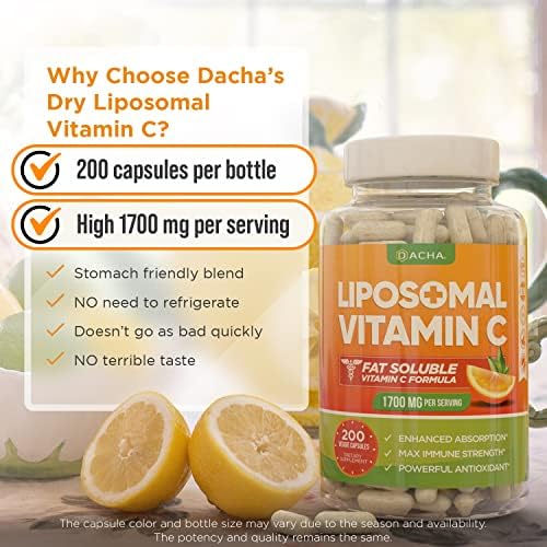 DACHA Vitamina C Liposomal Natural - 1700mg, 200 Cápsulas, Refuerza el Sistema Inmunológico y Colágeno, Alta Absorción, Vegetariano y Vegano - imagen 3