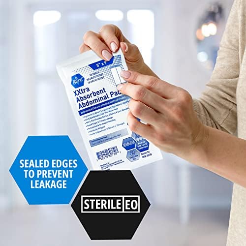 MED PRIDE Almohadillas Abdominales Estériles Ultra Absorbentes [Paquete de 50] - 5”x9” Individualmente Envueltas, Sin Látex y No Adherentes para - imagen 2