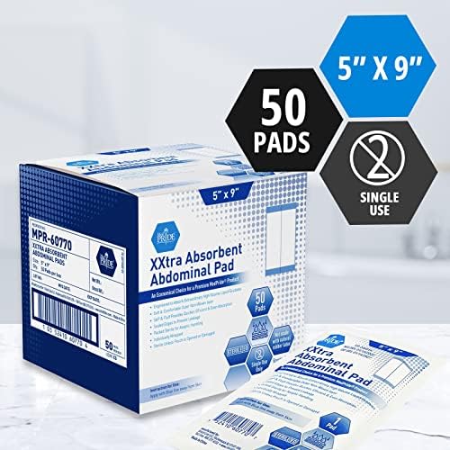 MED PRIDE Almohadillas Abdominales Estériles Ultra Absorbentes [Paquete de 50] - 5”x9” Individualmente Envueltas, Sin Látex y No Adherentes para - imagen 5