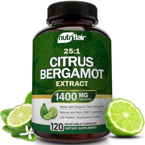 NutriFlair Bergamota Cítrica Orgánica 1400mg, 120 Cápsulas - Suplementos Naturales para la Salud del Corazón - No GMO - imagen 1