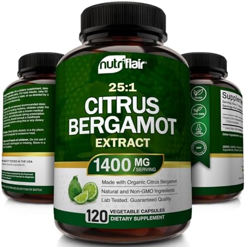 NutriFlair Bergamota Cítrica Orgánica 1400mg, 120 Cápsulas - Suplementos Naturales para la Salud del Corazón - No GMO - imagen 4