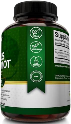 NutriFlair Bergamota Cítrica Orgánica 1400mg, 120 Cápsulas - Suplementos Naturales para la Salud del Corazón - No GMO - imagen 5