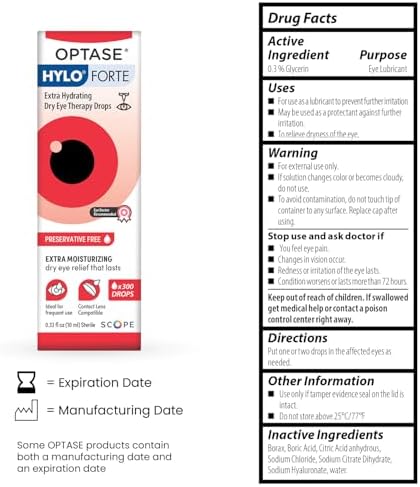 Optase HYLO Forte Gotas para Ojos Secos, Sin Conservadores, 300 Gotas – Hidratación Extra – Glicerina Activa y Ácido Hialurónico – Compatible con - imagen 2