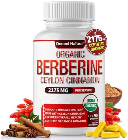 Berberina Orgánica con Canela de Ceilán 2175mg - Suplemento Premium, Extracto de Alta Pureza, USDA Orgánico, Apoyo al Sistema Inmunológico, Complejo - imagen 1