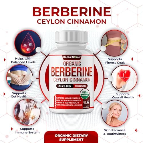Berberina Orgánica con Canela de Ceilán 2175mg - Suplemento Premium, Extracto de Alta Pureza, USDA Orgánico, Apoyo al Sistema Inmunológico, Complejo - imagen 2