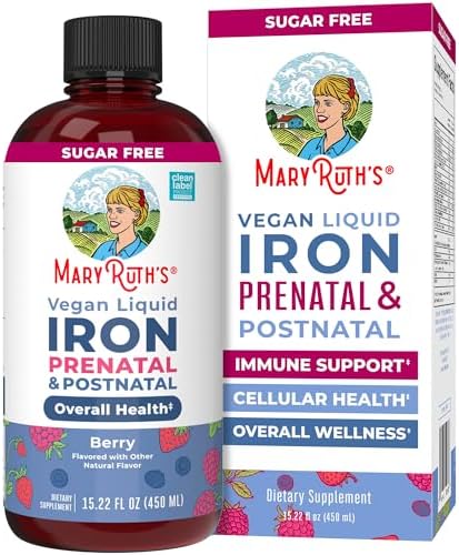 Suplemento de Hierro Líquido MaryRuth’s Prenatal y Postnatal | Con Ferrochel | Producción de Glóbulos Rojos | Sin Azúcar | Vegano | No GMO | Sin - imagen 1