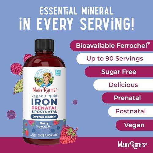 Suplemento de Hierro Líquido MaryRuth’s Prenatal y Postnatal | Con Ferrochel | Producción de Glóbulos Rojos | Sin Azúcar | Vegano | No GMO | Sin - imagen 7