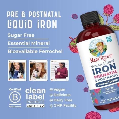 Suplemento de Hierro Líquido MaryRuth’s Prenatal y Postnatal | Con Ferrochel | Producción de Glóbulos Rojos | Sin Azúcar | Vegano | No GMO | Sin - imagen 8