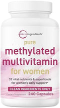 Multivitamínico Metilado Puro para Mujeres Micro Ingredients, 240 Cápsulas | Fórmula 32 en 1 con Vitaminas B, C, D + Hierro, Metilfolato y Más | - imagen 1