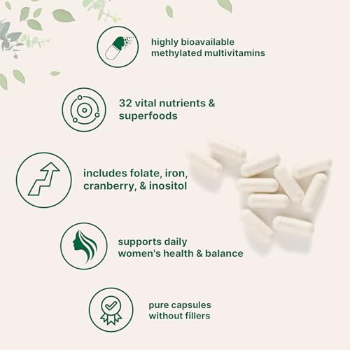 Multivitamínico Metilado Puro para Mujeres Micro Ingredients, 240 Cápsulas | Fórmula 32 en 1 con Vitaminas B, C, D + Hierro, Metilfolato y Más | - imagen 3