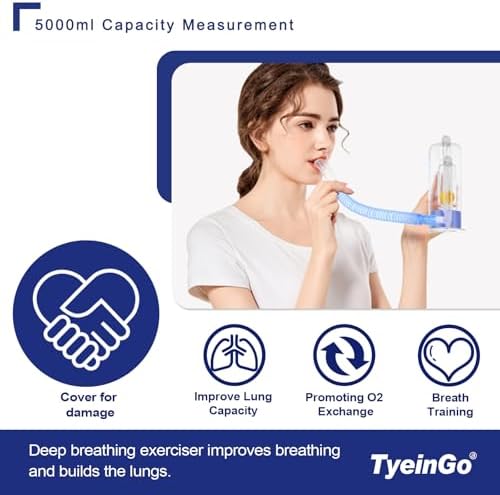 Dispositivo de Ejercicio Respiratorio para Pulmones – Entrenador de Respiración Profunda de 5000ml con Indicador de Flujo para Salud y Recuperación - imagen 2