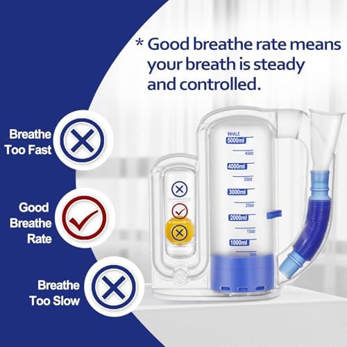 Dispositivo de Ejercicio Respiratorio para Pulmones – Entrenador de Respiración Profunda de 5000ml con Indicador de Flujo para Salud y Recuperación - imagen 3