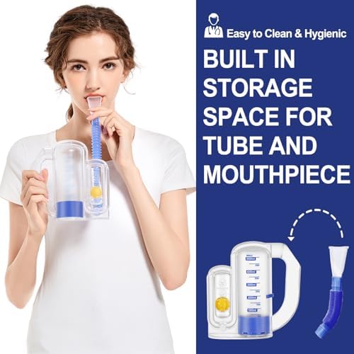 Dispositivo de Ejercicio Respiratorio para Pulmones – Entrenador de Respiración Profunda de 5000ml con Indicador de Flujo para Salud y Recuperación - imagen 4