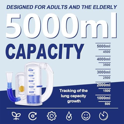 Dispositivo de Ejercicio Respiratorio para Pulmones – Entrenador de Respiración Profunda de 5000ml con Indicador de Flujo para Salud y Recuperación - imagen 5