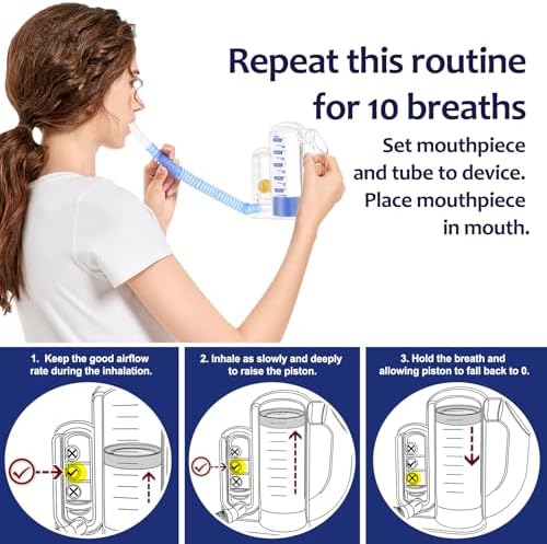 Dispositivo de Ejercicio Respiratorio para Pulmones – Entrenador de Respiración Profunda de 5000ml con Indicador de Flujo para Salud y Recuperación - imagen 6