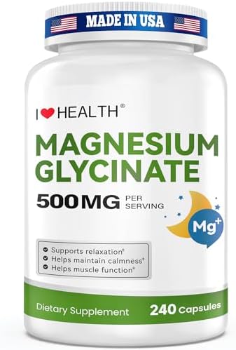 Glicinato de Magnesio 500mg por Cápsula – 240 Cápsulas – Suplemento de Magnesio de Alta Absorción para Relajación, Calma y Soporte Muscular – Suave - imagen 1