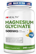 Glicinato de Magnesio 500mg por Cápsula – 240 Cápsulas – Suplemento de Magnesio de Alta Absorción para Relajación, Calma y Soporte Muscular – Suave - imagen 1