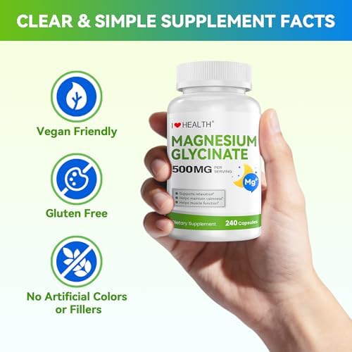 Glicinato de Magnesio 500mg por Cápsula – 240 Cápsulas – Suplemento de Magnesio de Alta Absorción para Relajación, Calma y Soporte Muscular – Suave - imagen 6