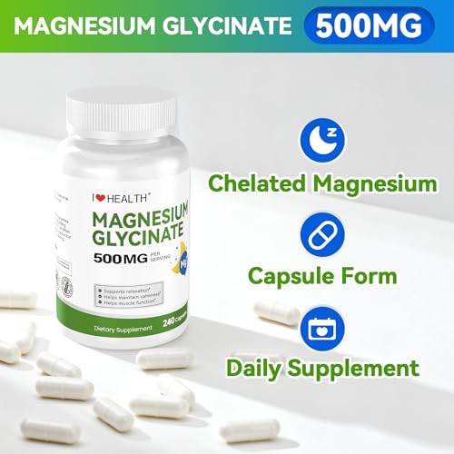 Glicinato de Magnesio 500mg por Cápsula – 240 Cápsulas – Suplemento de Magnesio de Alta Absorción para Relajación, Calma y Soporte Muscular – Suave - imagen 7