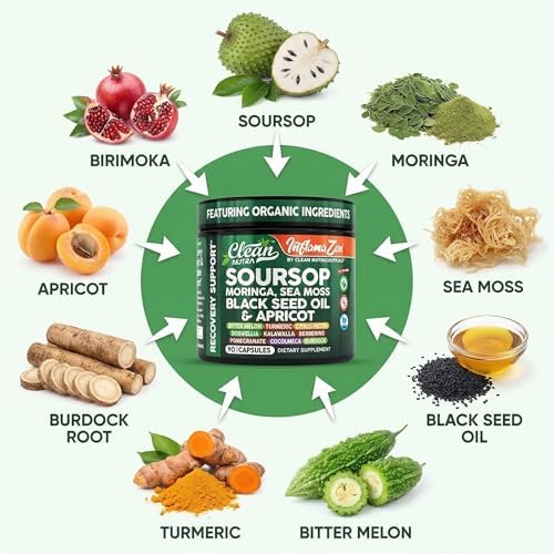 Suplemento Clean Nutra de Soursop, Moringa, Musgo Marino, Aceite de Semilla Negra, Berberina, Cúrcuma, Resveratrol, Quercetina y Más - 90 Cápsulas - imagen 4