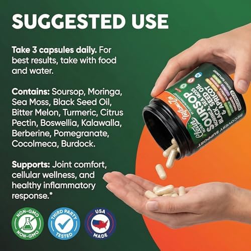 Suplemento Clean Nutra de Soursop, Moringa, Musgo Marino, Aceite de Semilla Negra, Berberina, Cúrcuma, Resveratrol, Quercetina y Más - 90 Cápsulas - imagen 6
