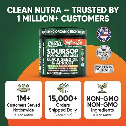Suplemento Clean Nutra de Soursop, Moringa, Musgo Marino, Aceite de Semilla Negra, Berberina, Cúrcuma, Resveratrol, Quercetina y Más - 90 Cápsulas - imagen 8