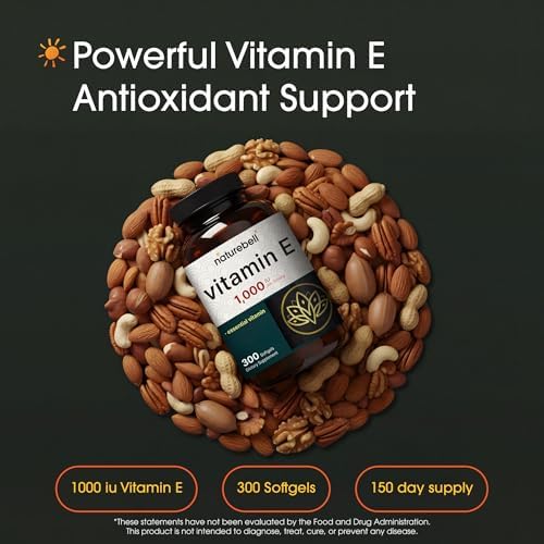 NatureBell Vitamina E 1,000 UI por Porción - 300 Softgels (Suministro de 5 Meses) - Suplemento Antioxidante para la Piel, Corazón y Cerebro - Alta - imagen 2